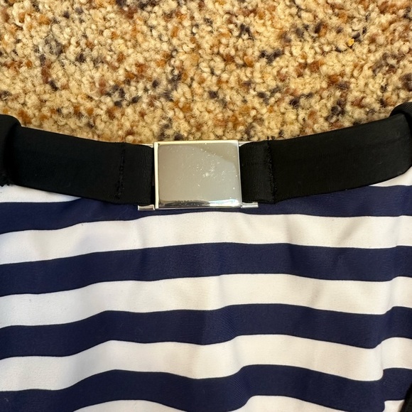 J.Crew Belted '90s High-Leg‎ Bikini Bottom Women's Small Blue White Stripe - Picture 4 of 7
